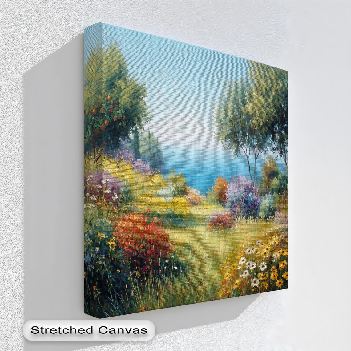 Coastal Garden Flower Path to Ocean Impressionist Landscape Poster