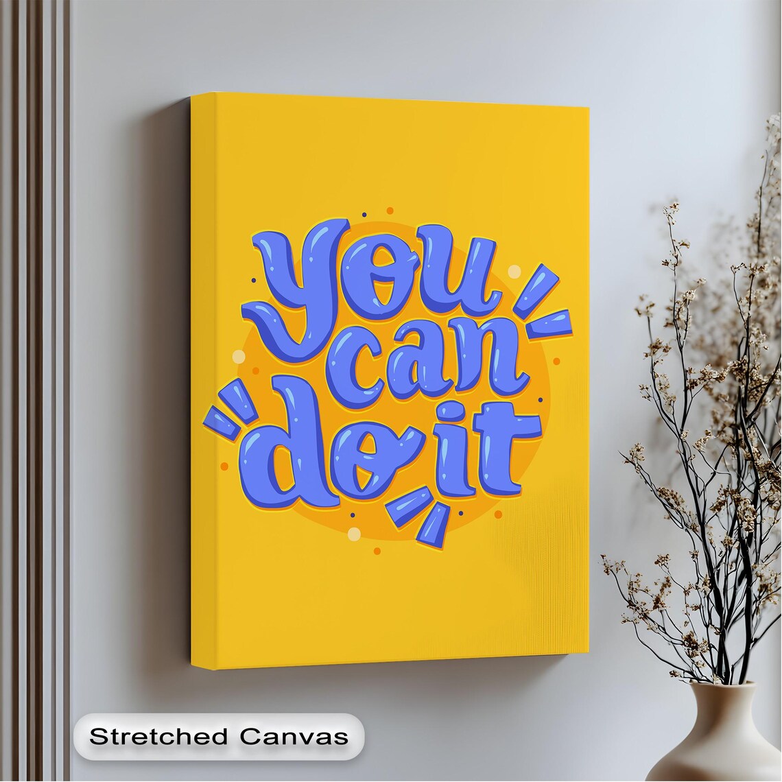 Motivational Canvas Wall Art You Can Do It Black Frame