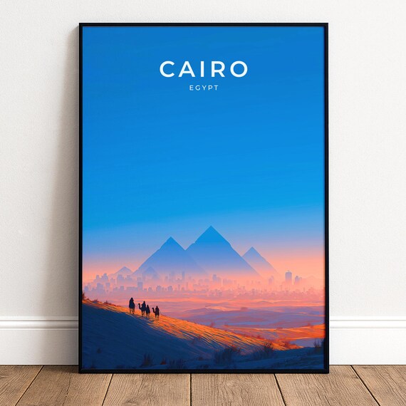 Cairo Travel Poster, Egypt Pyramids Of Giza Wall Art