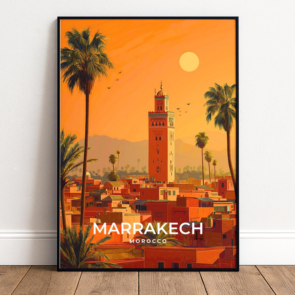 Marrakech Koutoubia Mosque Morocco Travel Poster