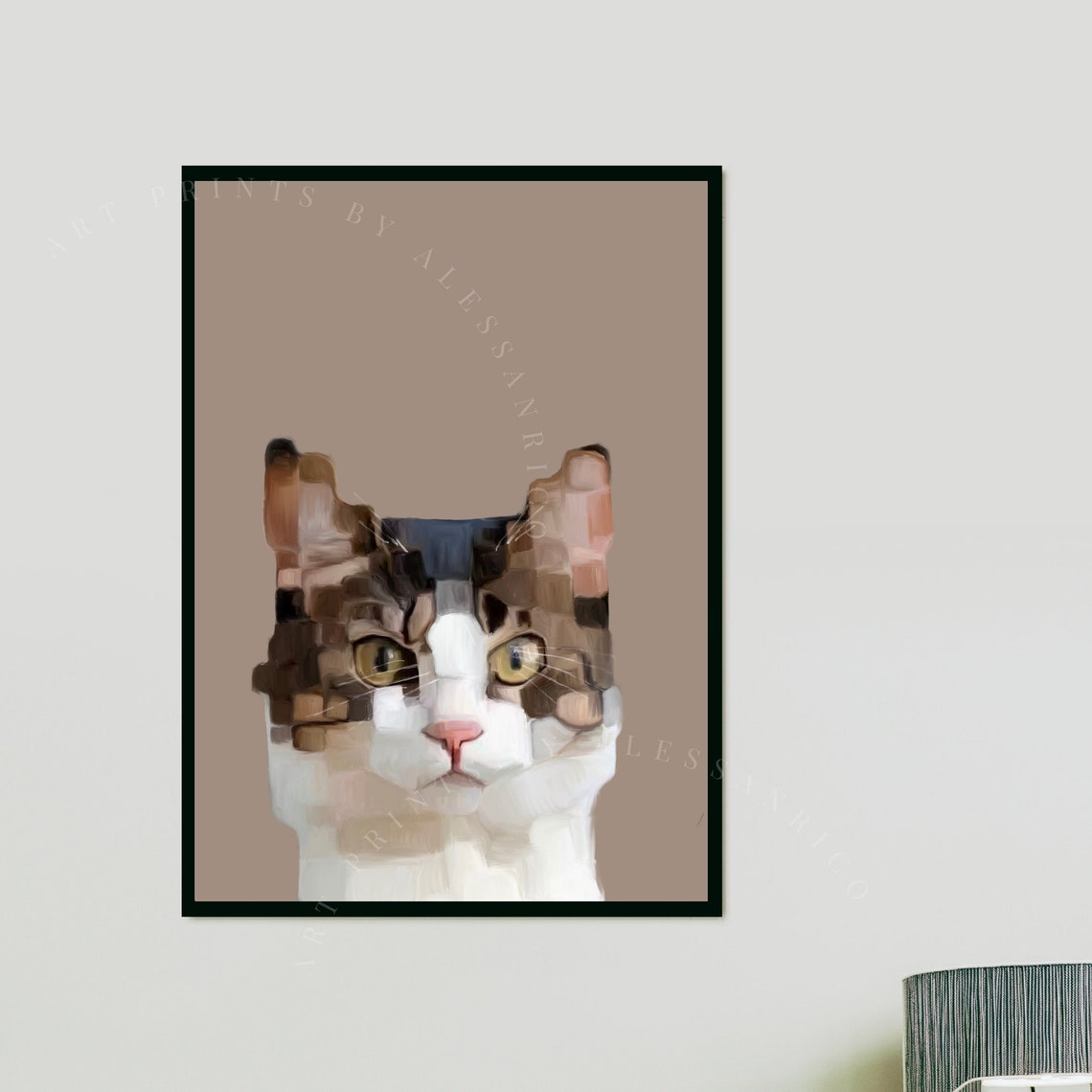 Custom Abstract Pet Portrait Fun Blocky Style Dog Painting Poster - Image 2
