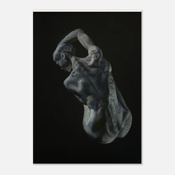 Classical Lady Statue Print Classical Coloured Pencil Wall Art Minimalist Nude Poster