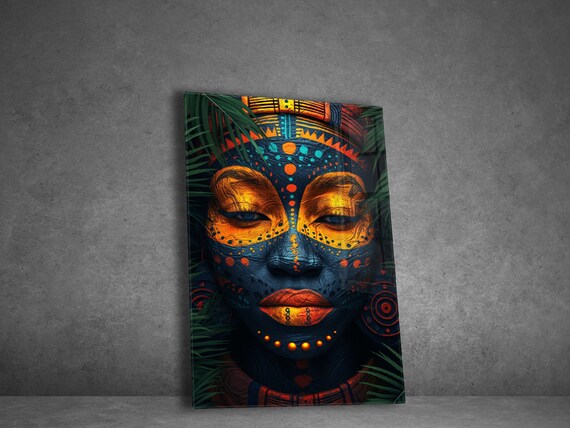 Ethnic African Wall Art Tempered Glass Wall Art For Living Room Home Decor Gifts For Her Housewarming Gifts Afro Wall Hangings For Gift