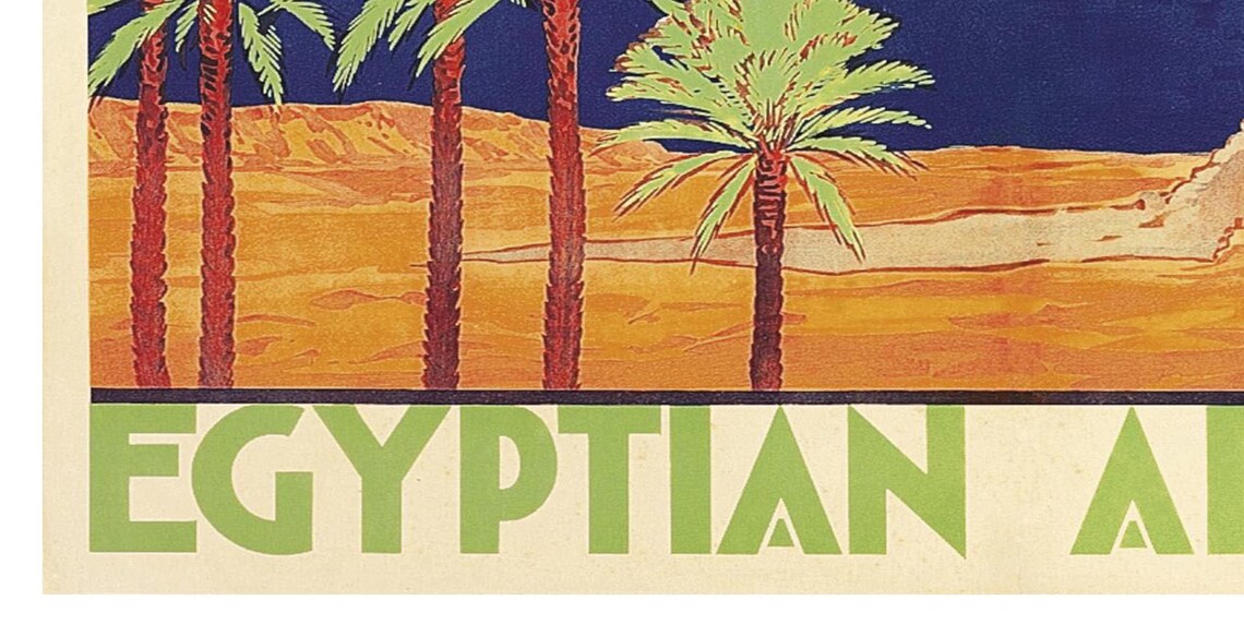 Egypt Vintage Misr Airwork Seaplane Pyramid Airline Travel Poster - Image 2