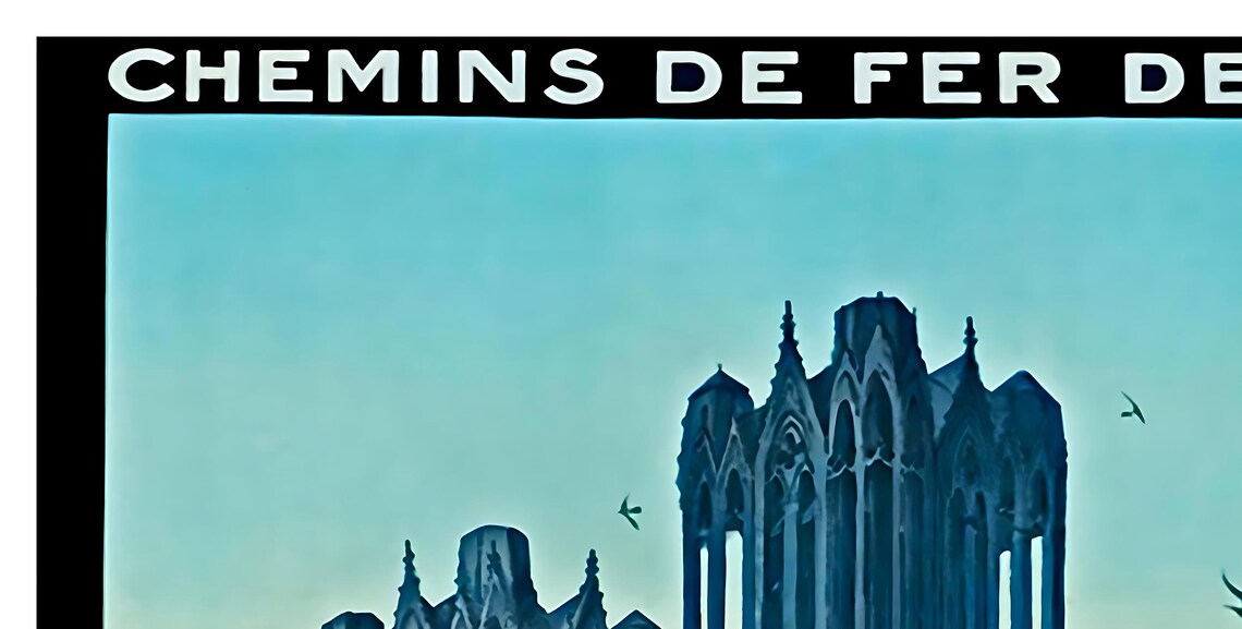 La Cathedrale de Reims Vintage French Railway Cathedral Travel Poster - Image 2