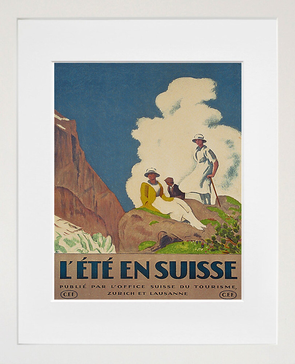 Lete en Suisse Summer Alps Glacier Hikers Vintage Travel Poster - Image 2