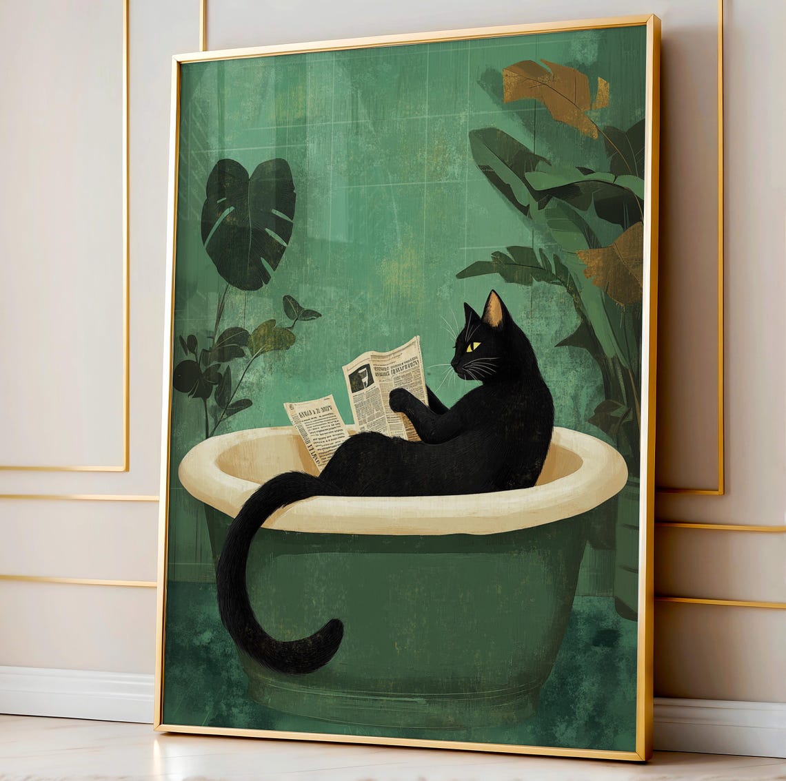 Cat Bathroom Poster Print