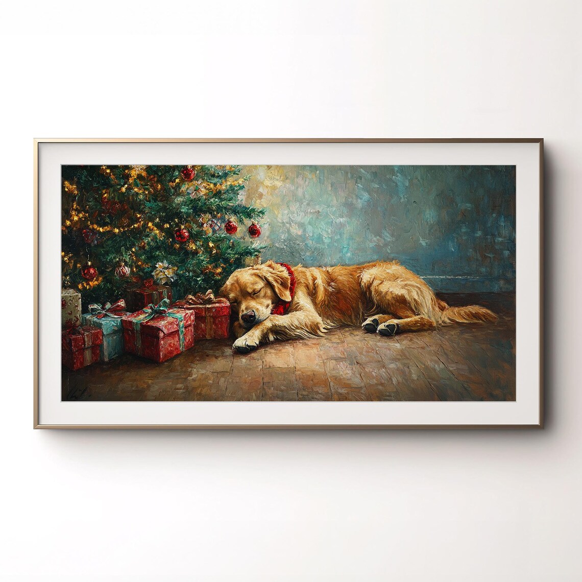 Golden Retriever Christmas Art Print, Holiday Dog Art - Image 2