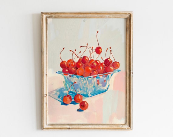 Cherries Poster, Modern Kitchen Illustration