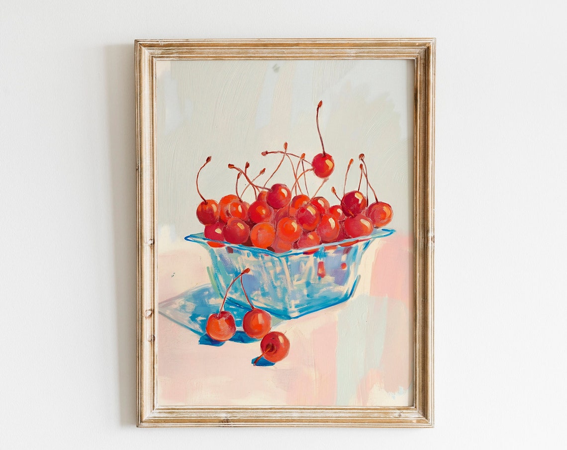 Cherries Poster, Modern Kitchen Illustration