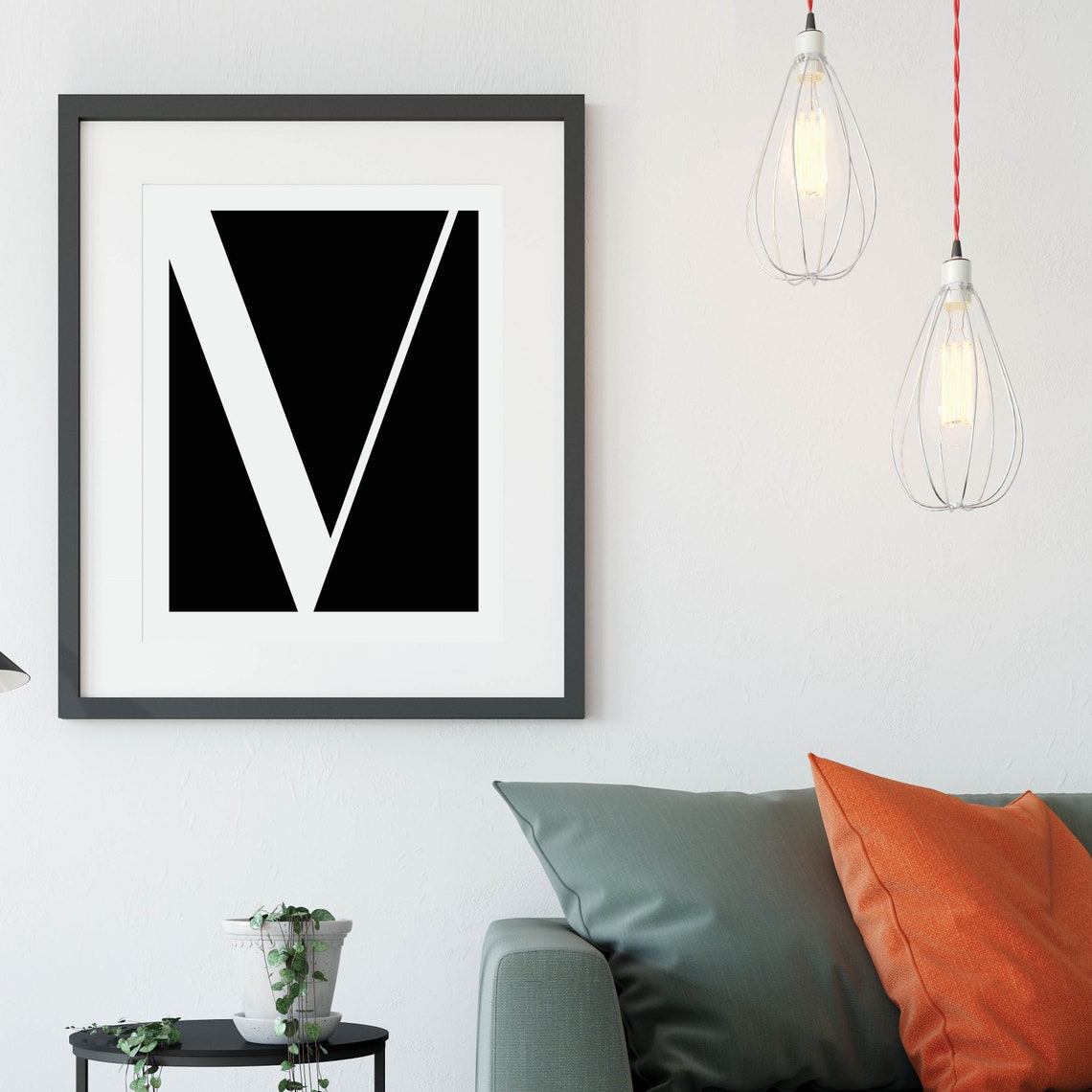 Modern Monogram Initial Letter Black White Gallery Wall Art Set - Image 4