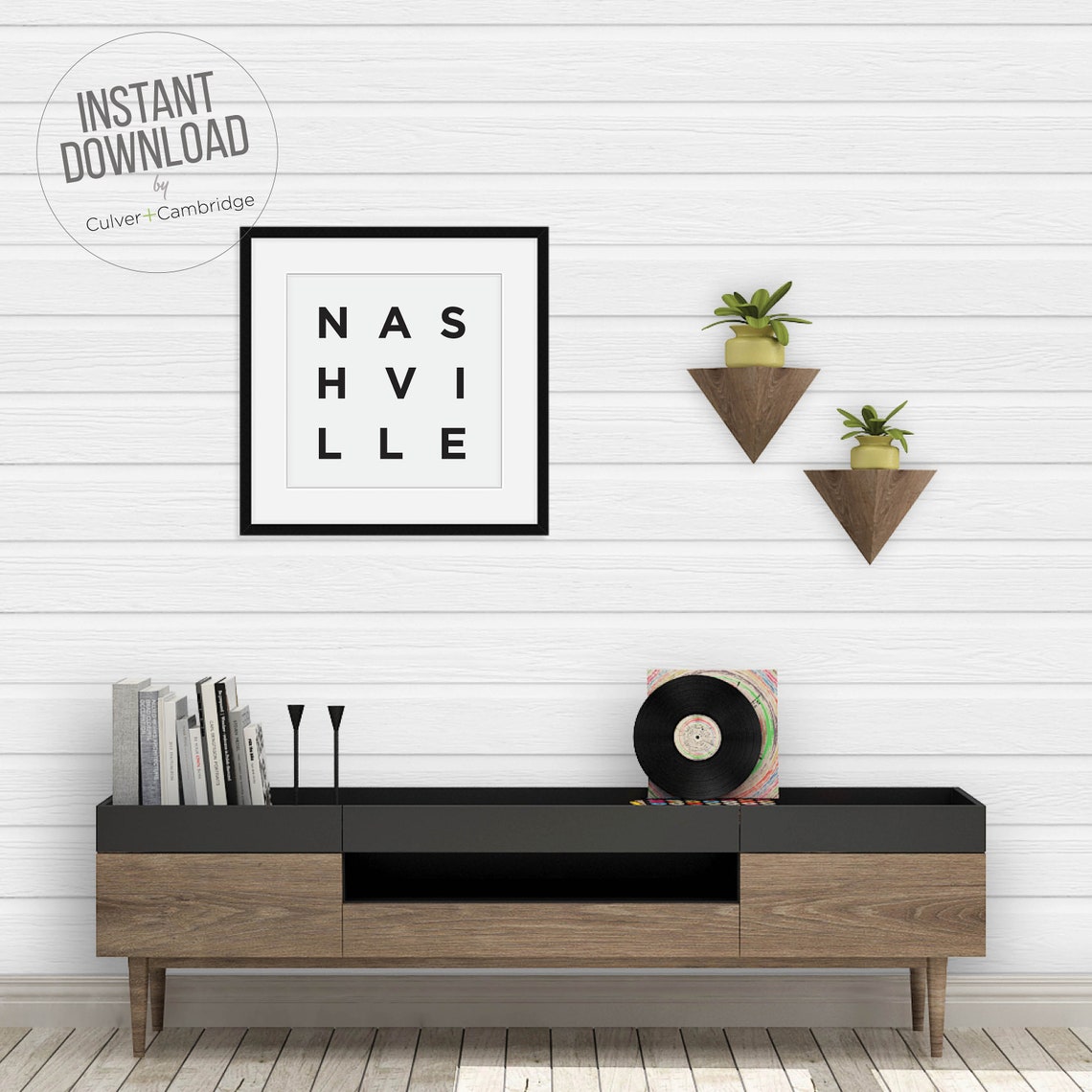 Nashville Tennessee Minimalist Block Letter Typography Poster - Image 3