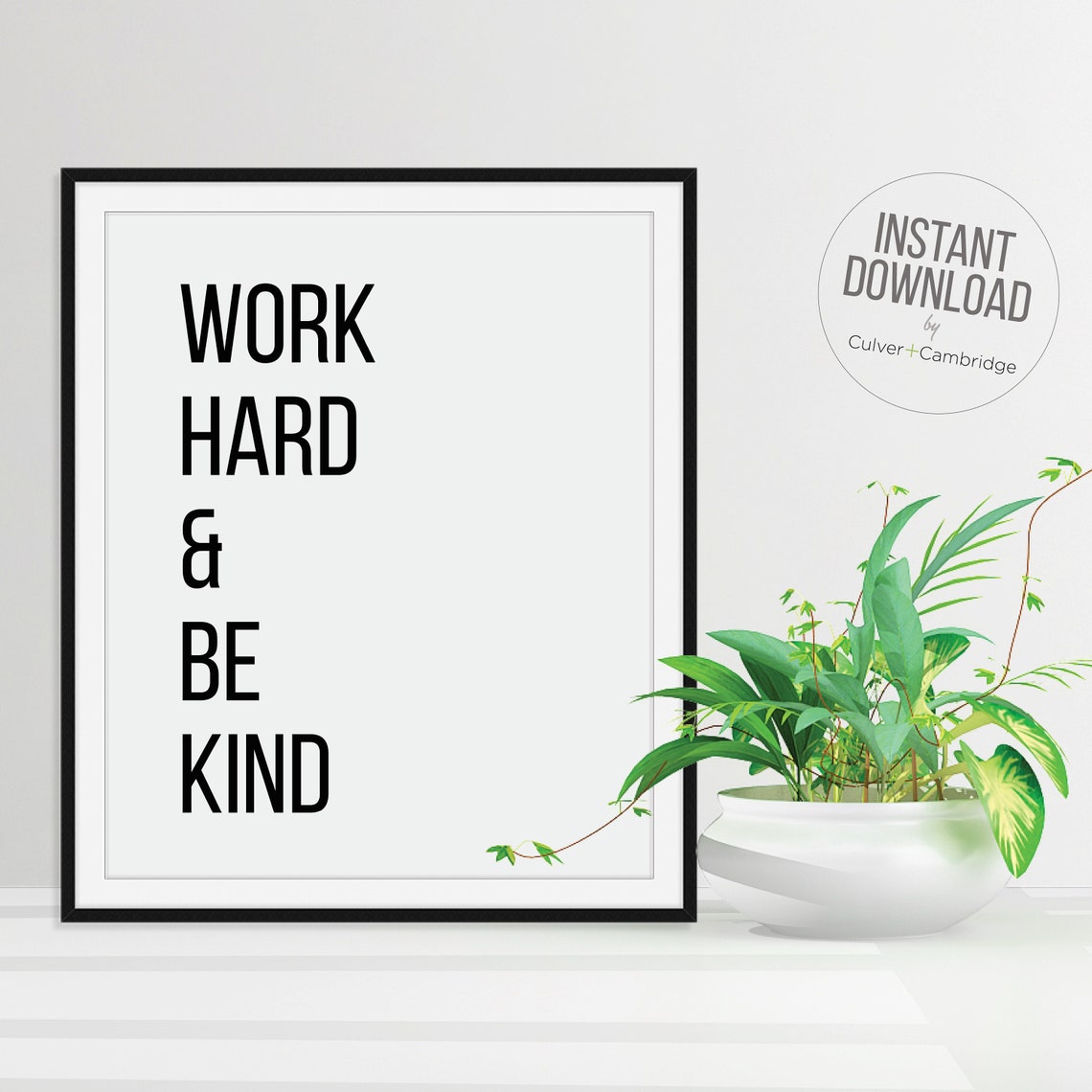 Work Hard and Be Kind Motivational Quote Poster for Office Decor - Image 4