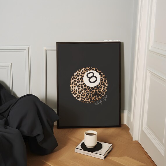 Black Leopard Lucky Girl 8 Ball Printed Poster The New Era Studio