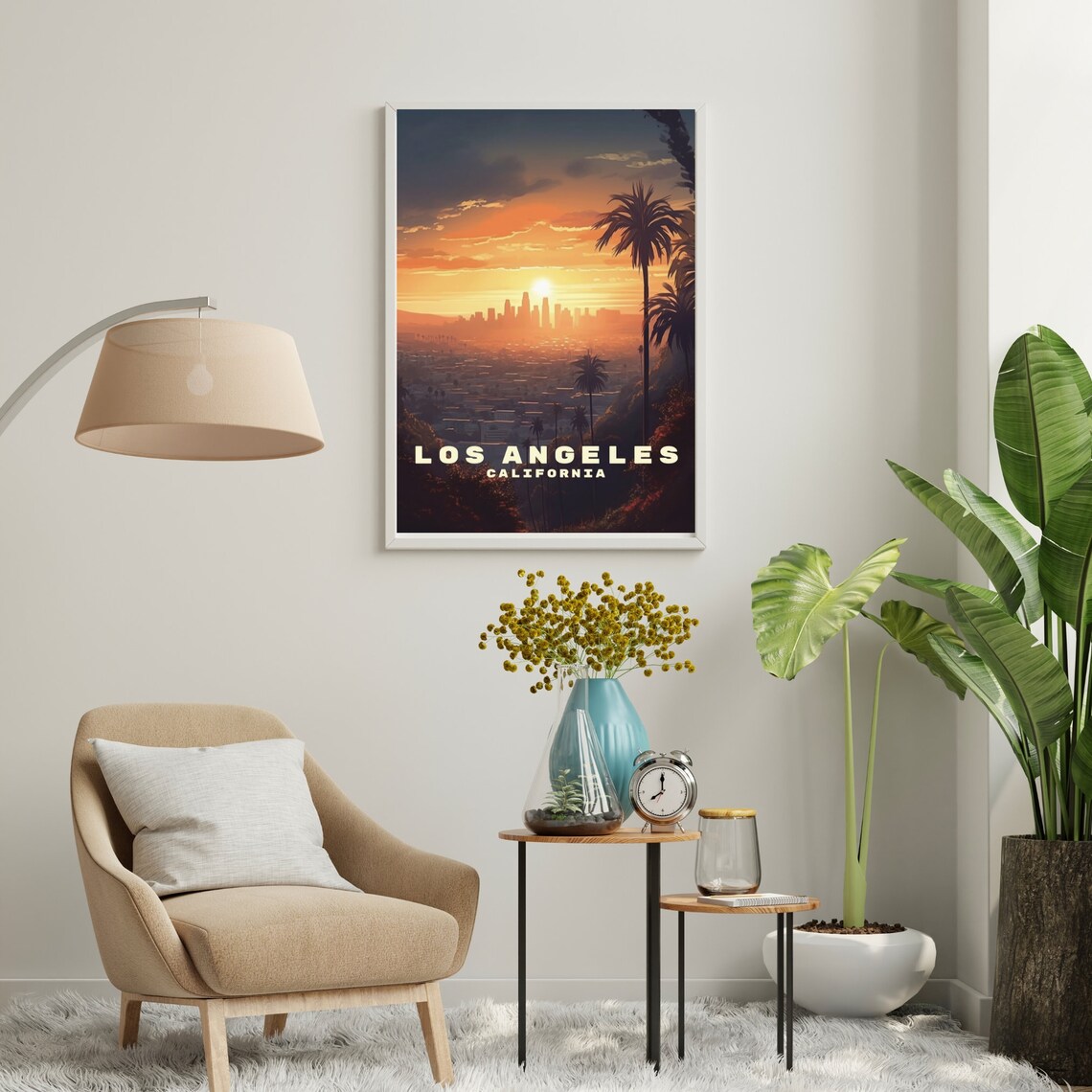 Los Angeles California Downtown Sunset Skyline Travel Poster - Image 4