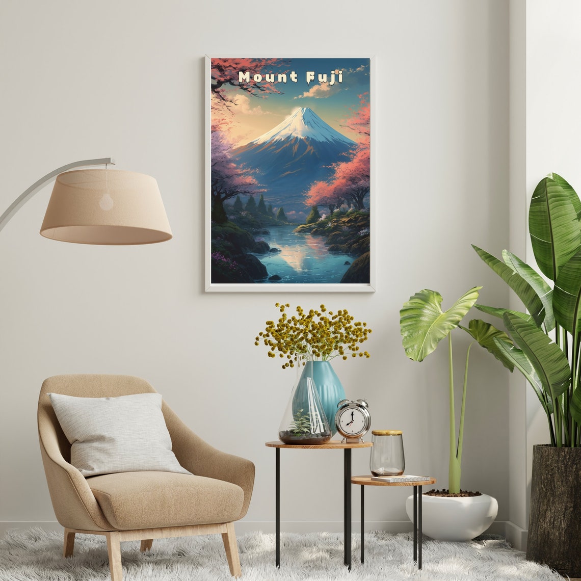 Snowcapped Mount Fuji with Cherry Blossoms Vintage Travel Poster - Image 4