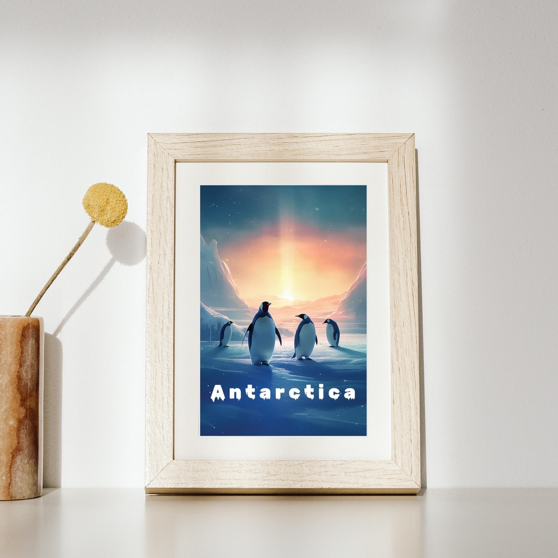 Beautiful Antarctica Penguin Colony at Sunrise Travel Poster - Image 2