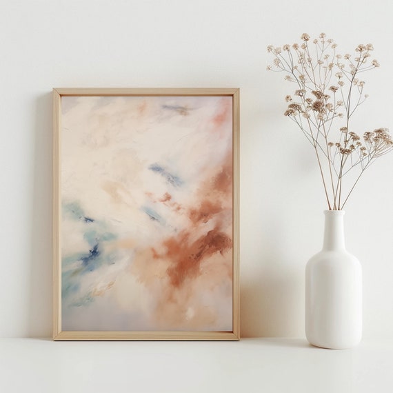 Pastel Abstract Wall Art Canvas White Pink Blue Brown Beige Green Orange Indigo Painting Home Decor Organic Poster Sg105