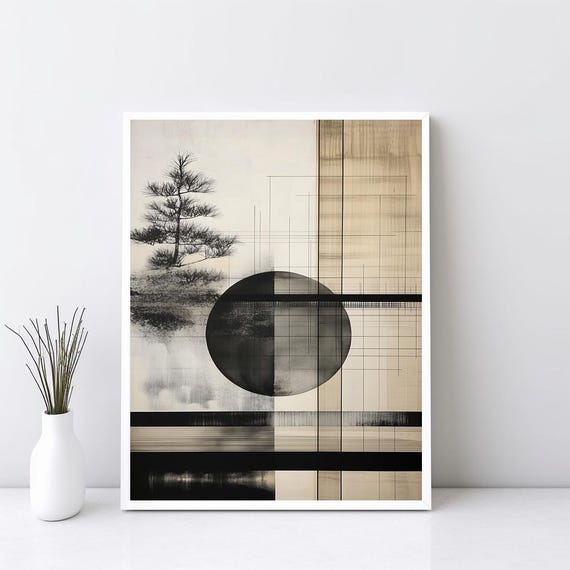 Japanese Style Wall Art Japandi Neutral Scandinavian Print Minimalist Modern Poster Wabi Sabi Spa Sg394
