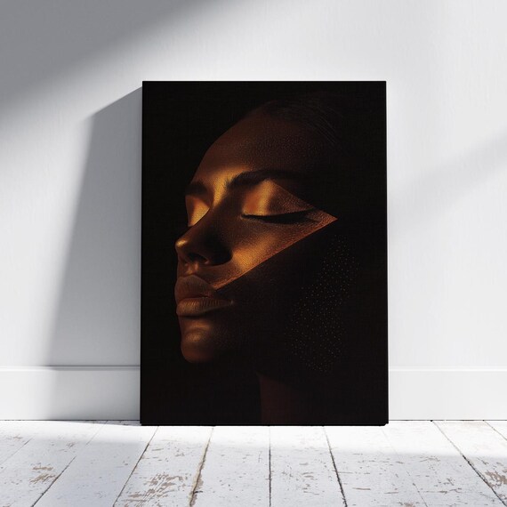 Golden Light Woman Portrait Dramatic Chiaroscuro Elegant Art Poster