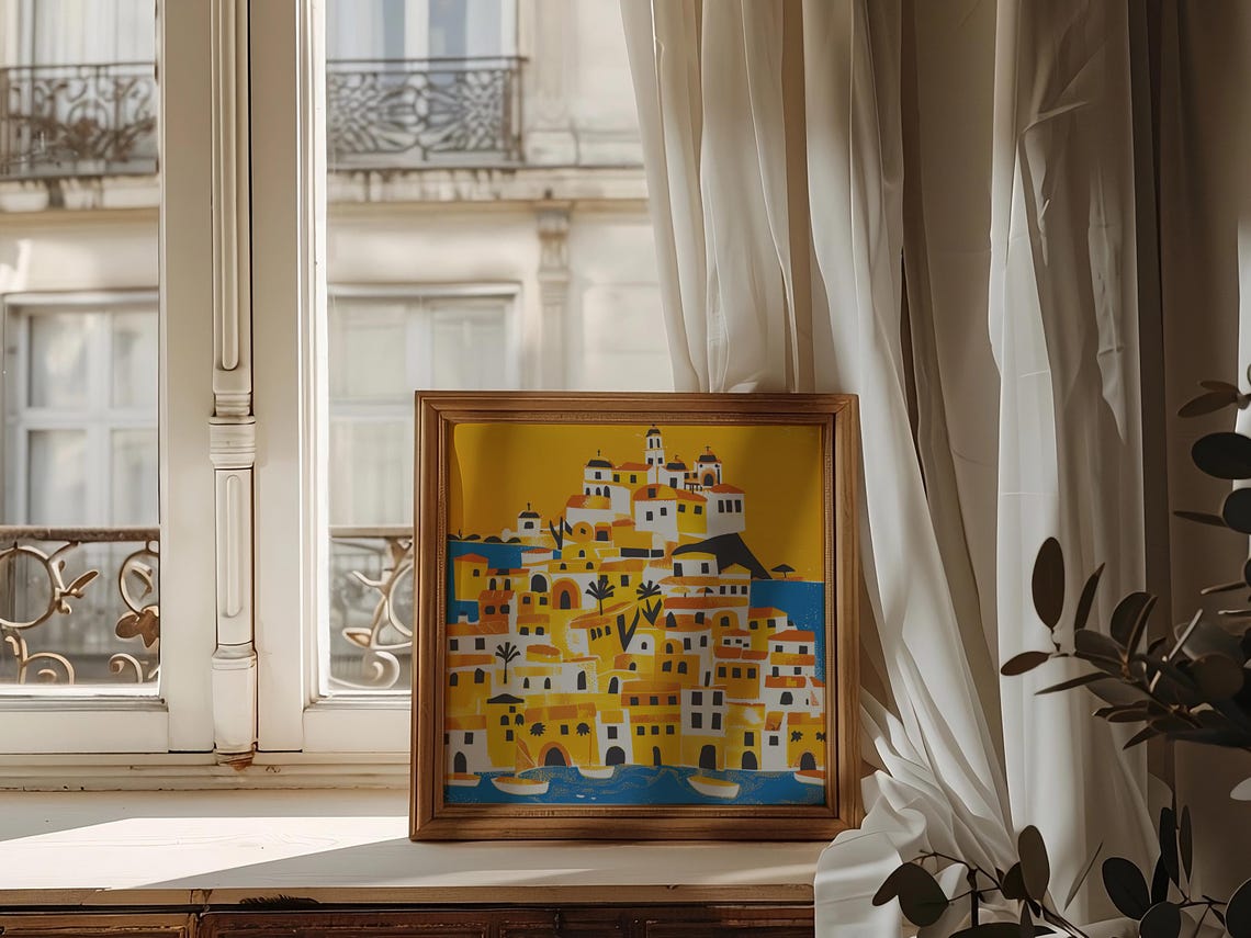 Mediterranean City Coastal Village Art Print - Image 5