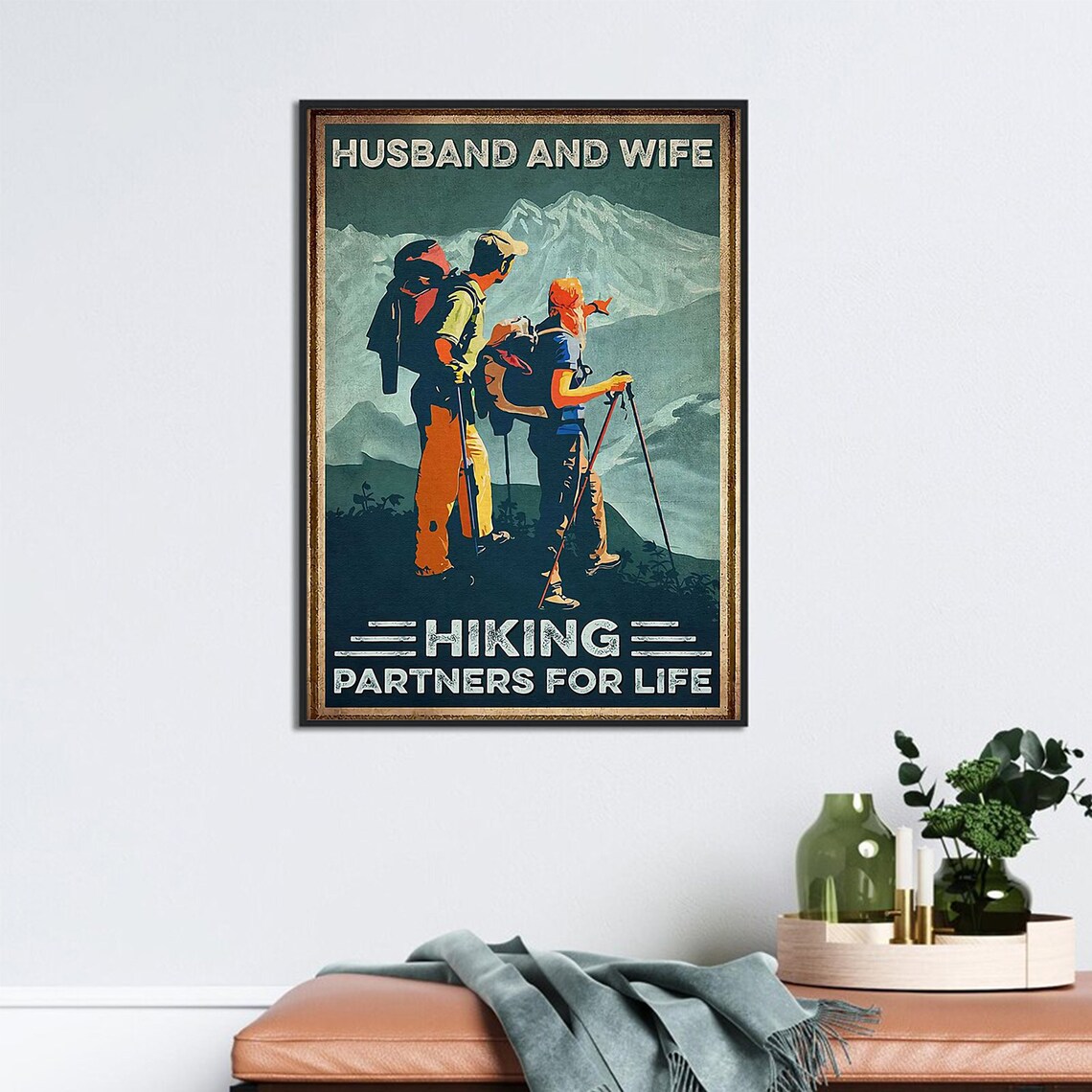 Husband And Wife Hiking Partners For Life Mountain Trekking Poster - Image 2