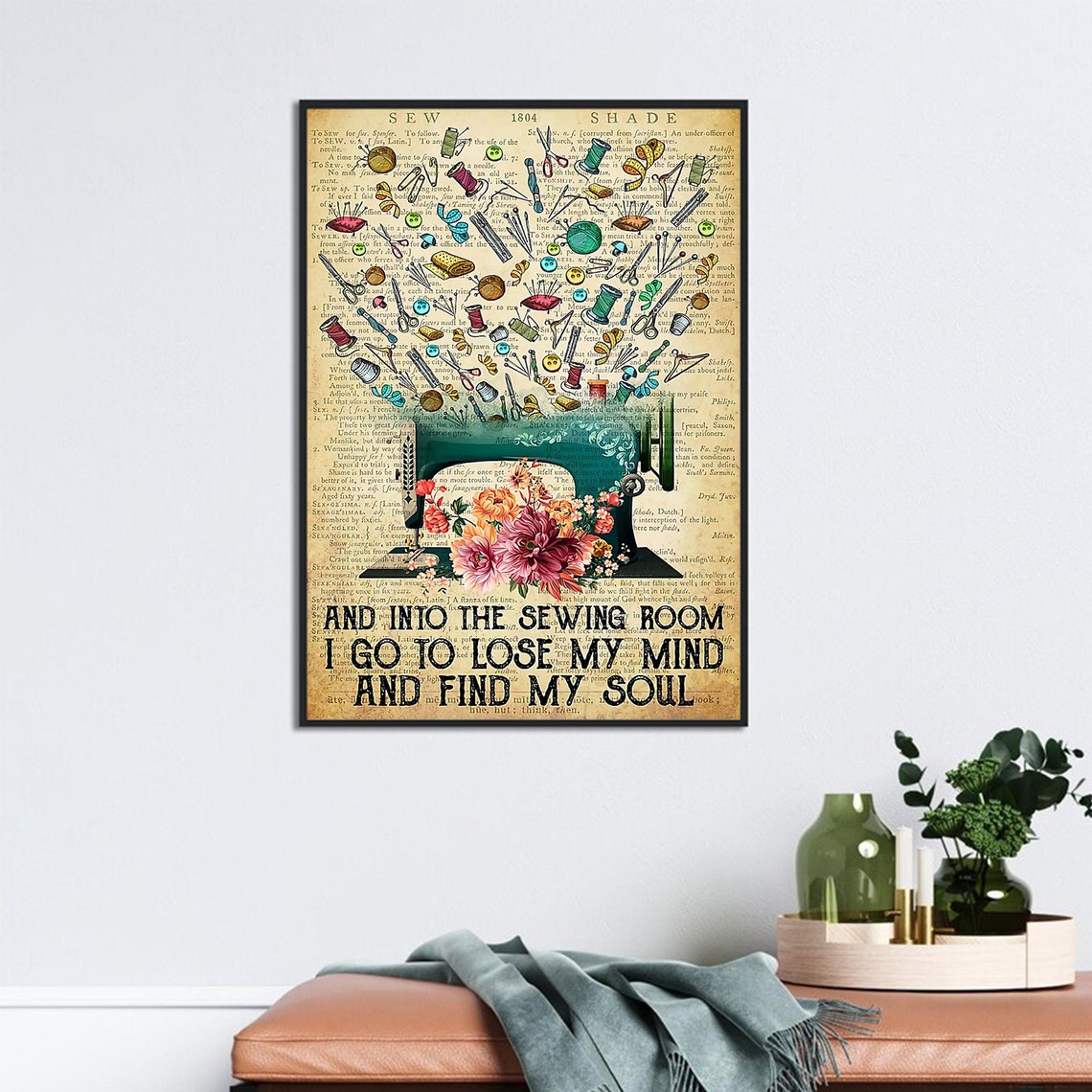 And Into The Sewing Room I Go Floral Machine Craft Poster Artwork - Image 3