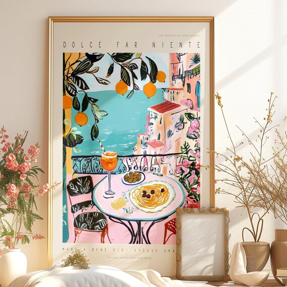 Dolce Far Niente Italian Amalfi Coast Pasta Spritz Kitchen Print