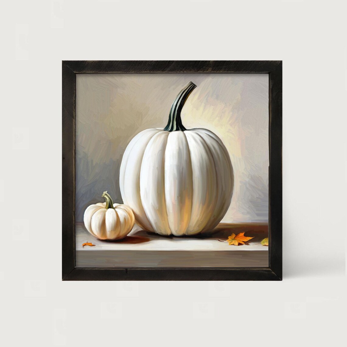 White Pumpkin Still Life Art Print, Autumn Decor