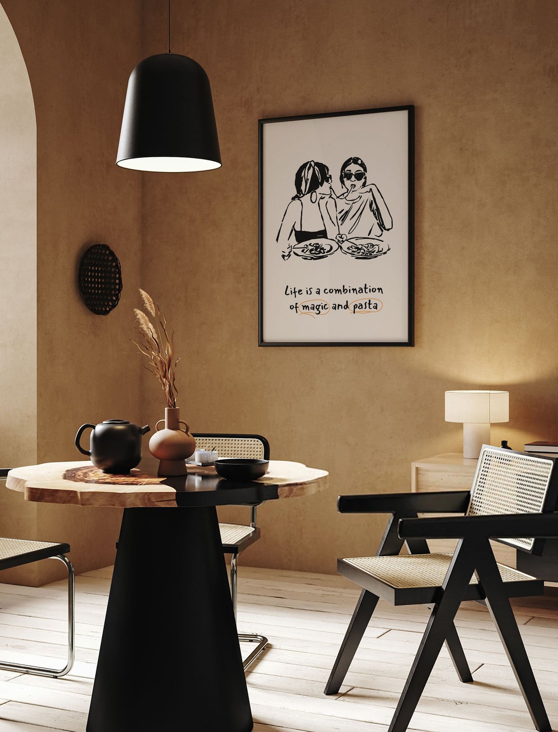 Life Is a Combination of Magic and Pasta Italian Kitchen Poster - Image 2