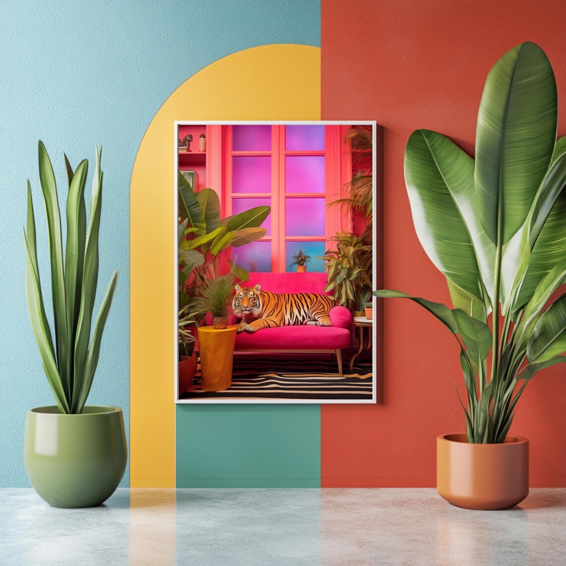 Tiger Print, Maximalist Pink Preppy Funky Poster - Image 2