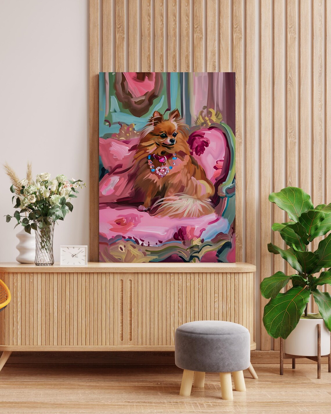 Pomeranian Oil Painting, Maximalist Dog Art Print - Image 3