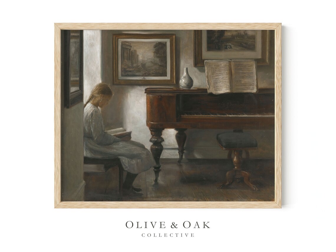 Vintage Piano Still Life Painting, Music Room Decor - Image 4
