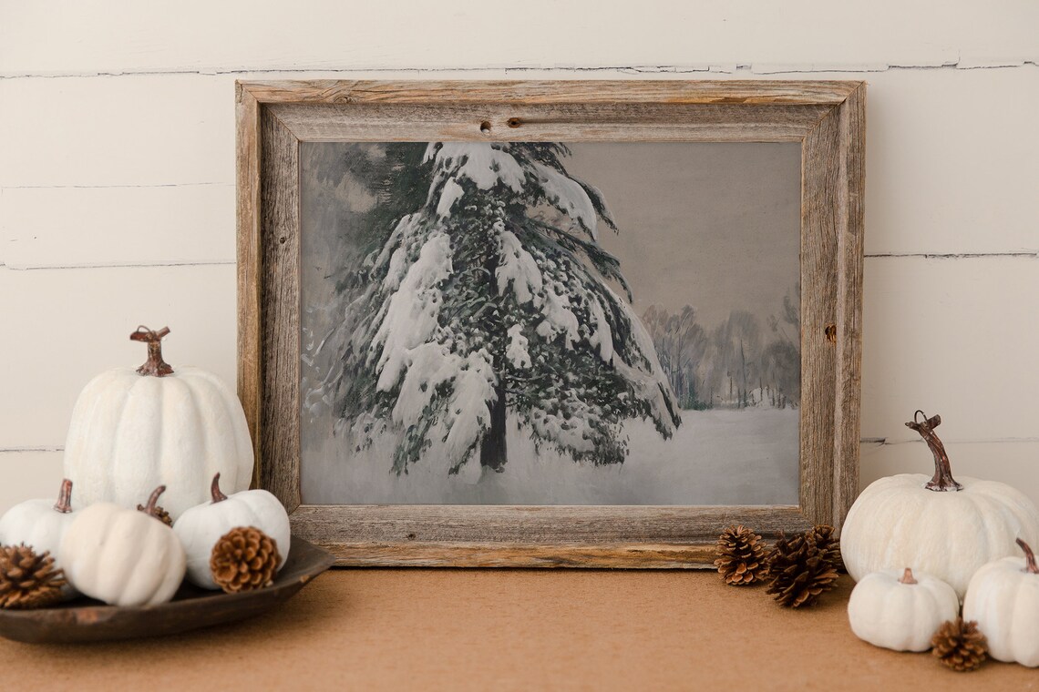 Vintage Winter Landscape Art Print, Cozy Decor - Image 3