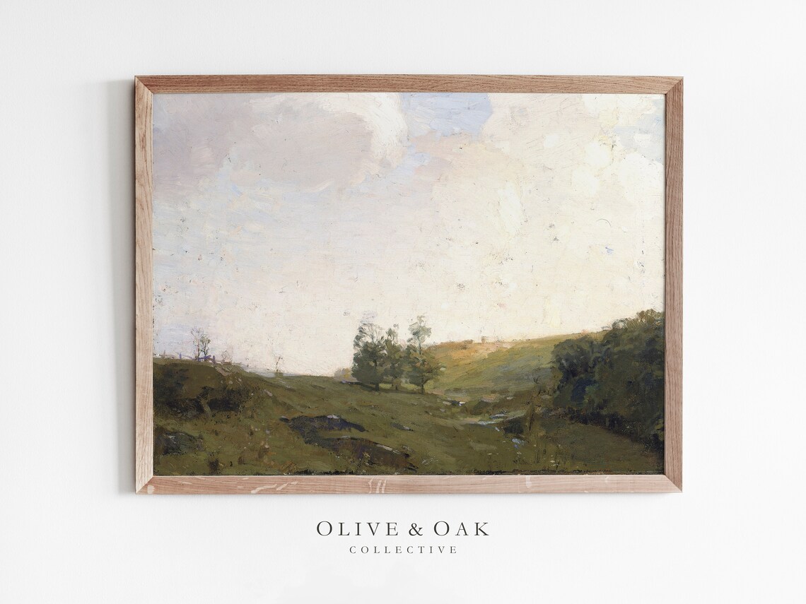 Country Landscape Vintage Art Print, Farmhouse Decor