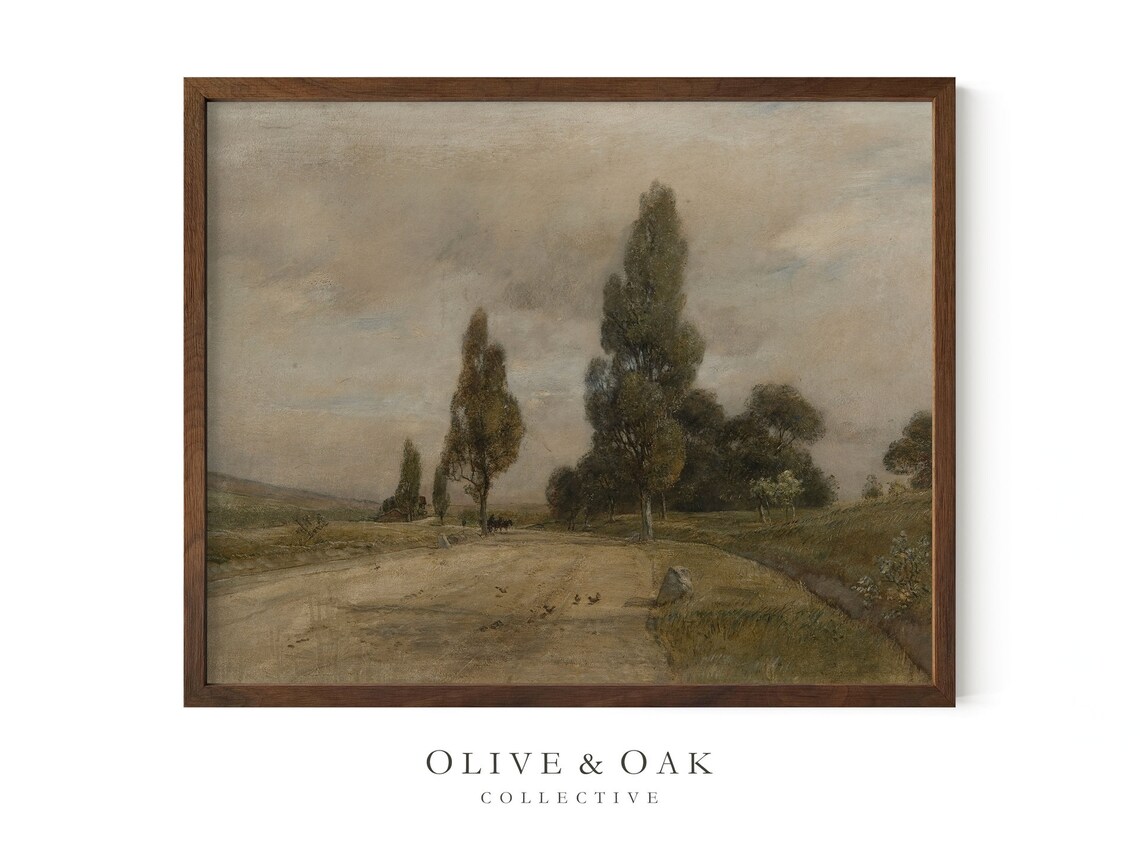 Vintage Farmhouse Landscape Painting, Cottage Decor - Image 2