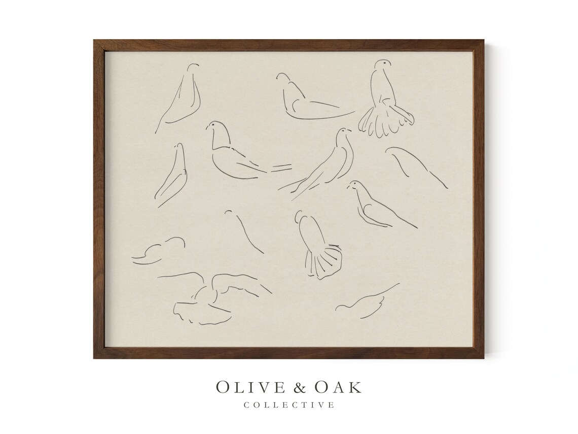 Minimalist Bird Sketch, Neutral Nursery Decor - Image 2