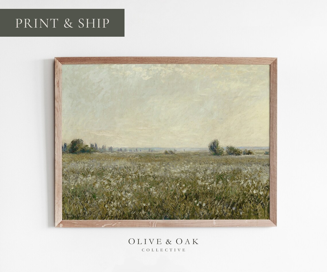 Spring Landscape Painting, Farmhouse Decor Art Print