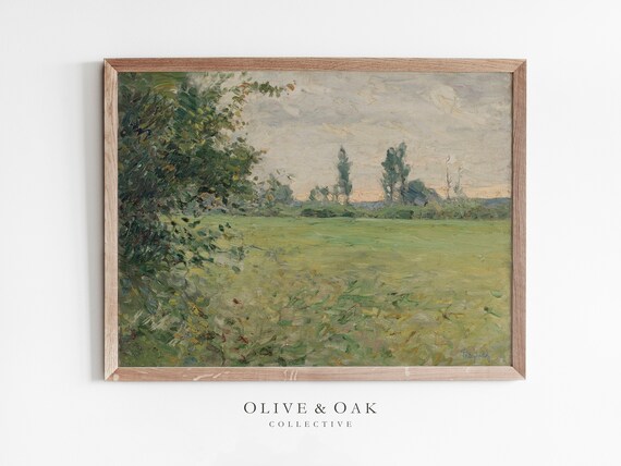 Vintage Landscape Painting, Antique Wall Art Print