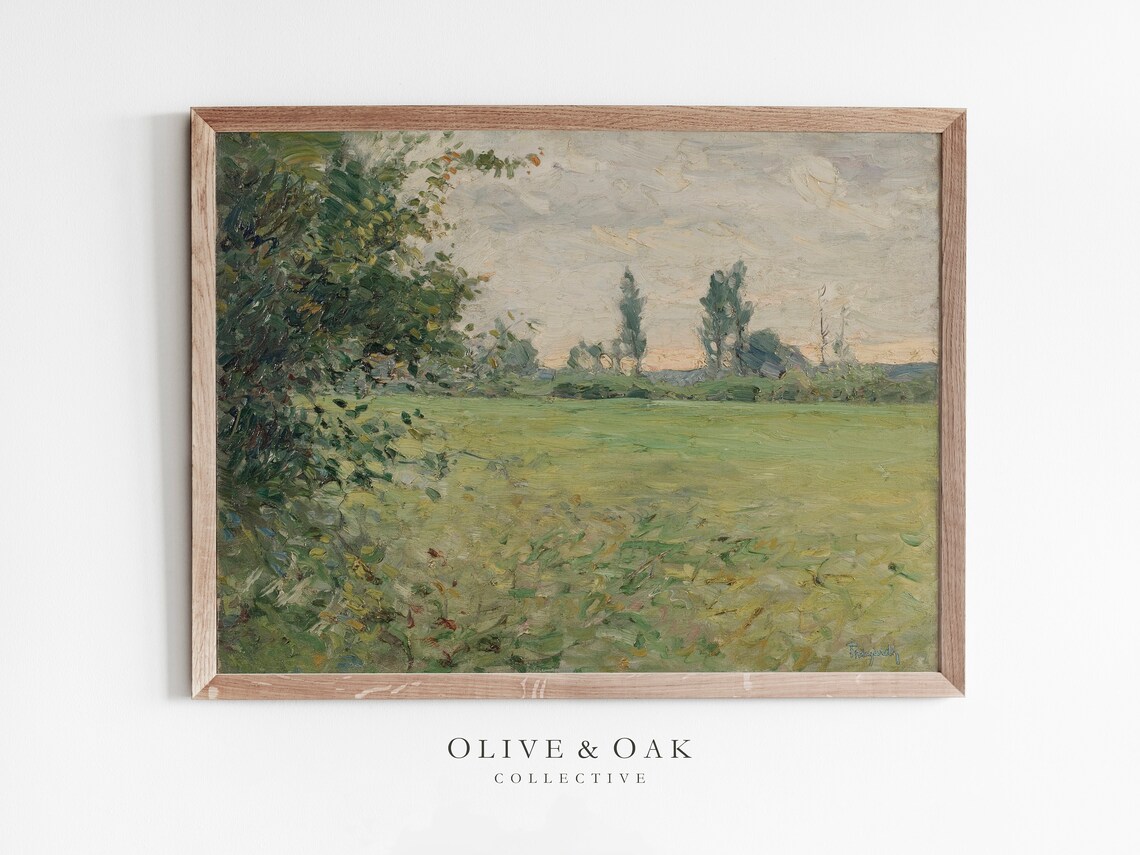 Vintage Landscape Painting, Antique Wall Art Print