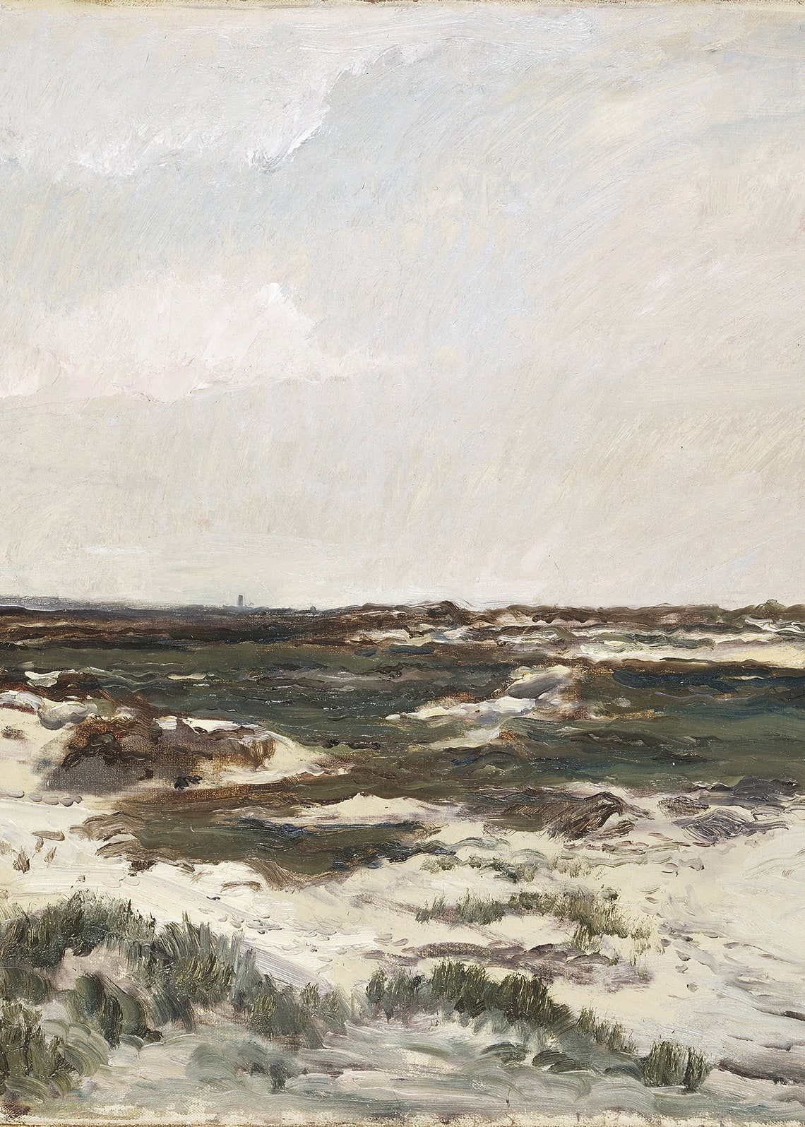 Coastal Farmhouse Vintage Landscape Oil Painting - Image 2