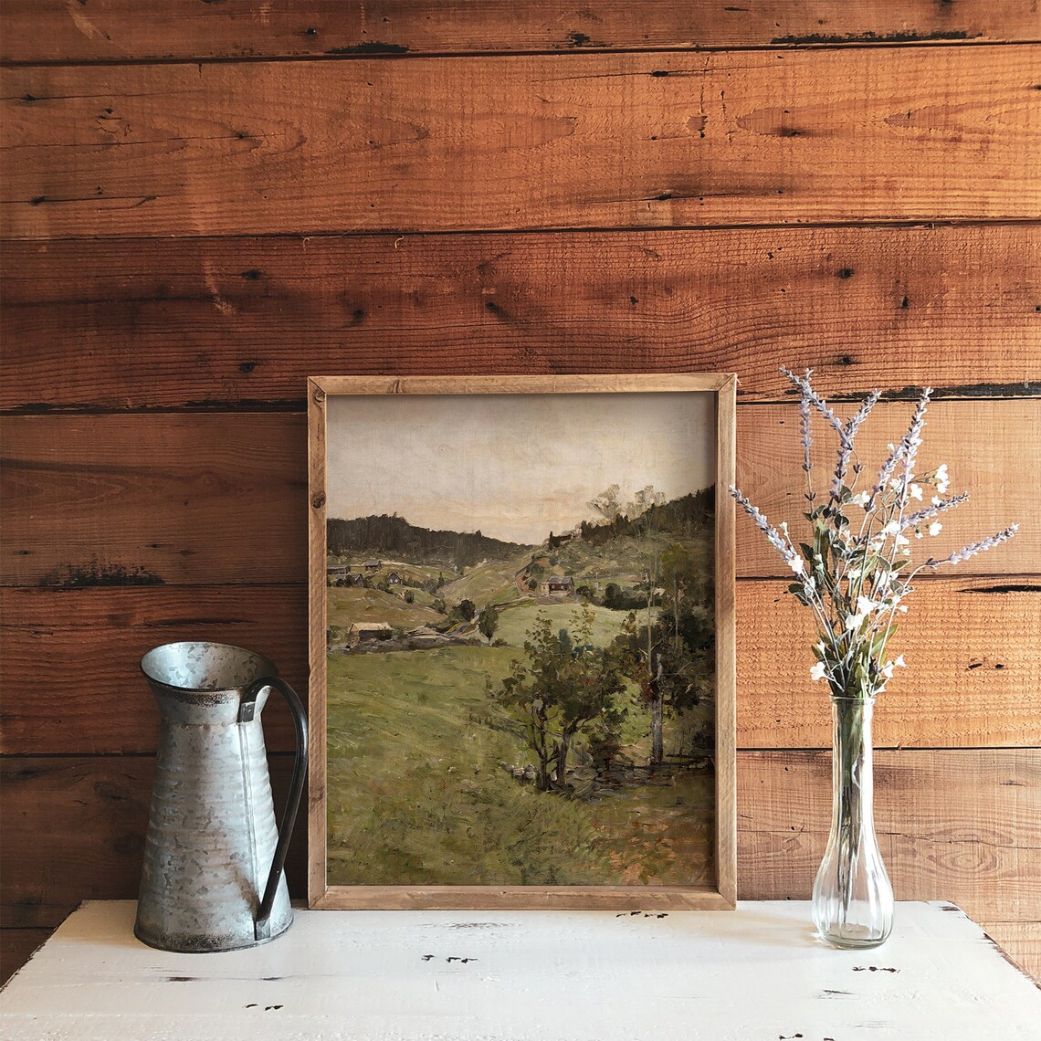 Soft Green Landscape Painting, Vintage Art Print - Image 2