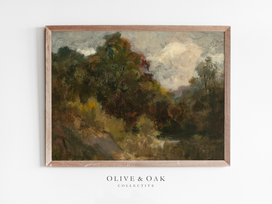 Antique Landscape Painting, Vintage Art Print