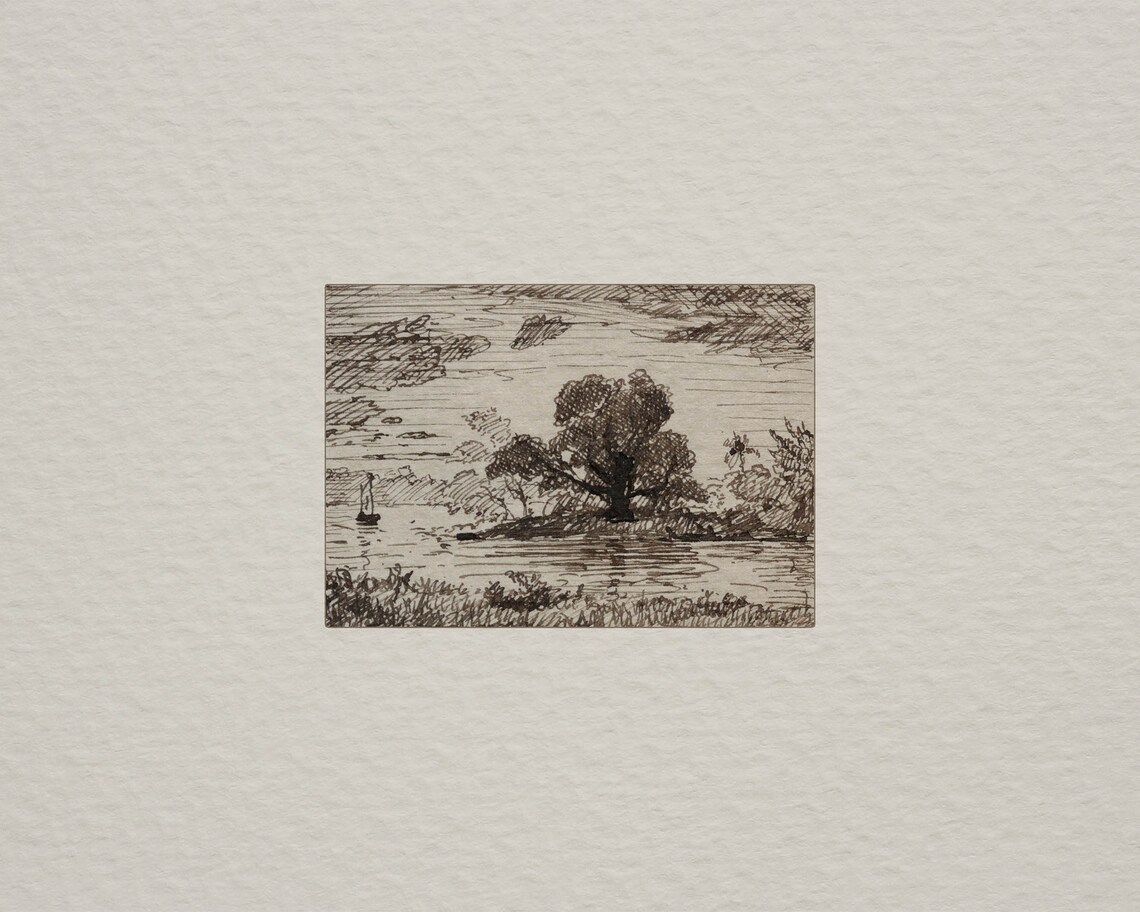 Vintage Landscape Sketch Art Print, Rustic Decor - Image 2