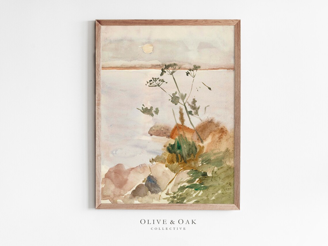 Abstract Watercolor Coastal Landscape Art Print
