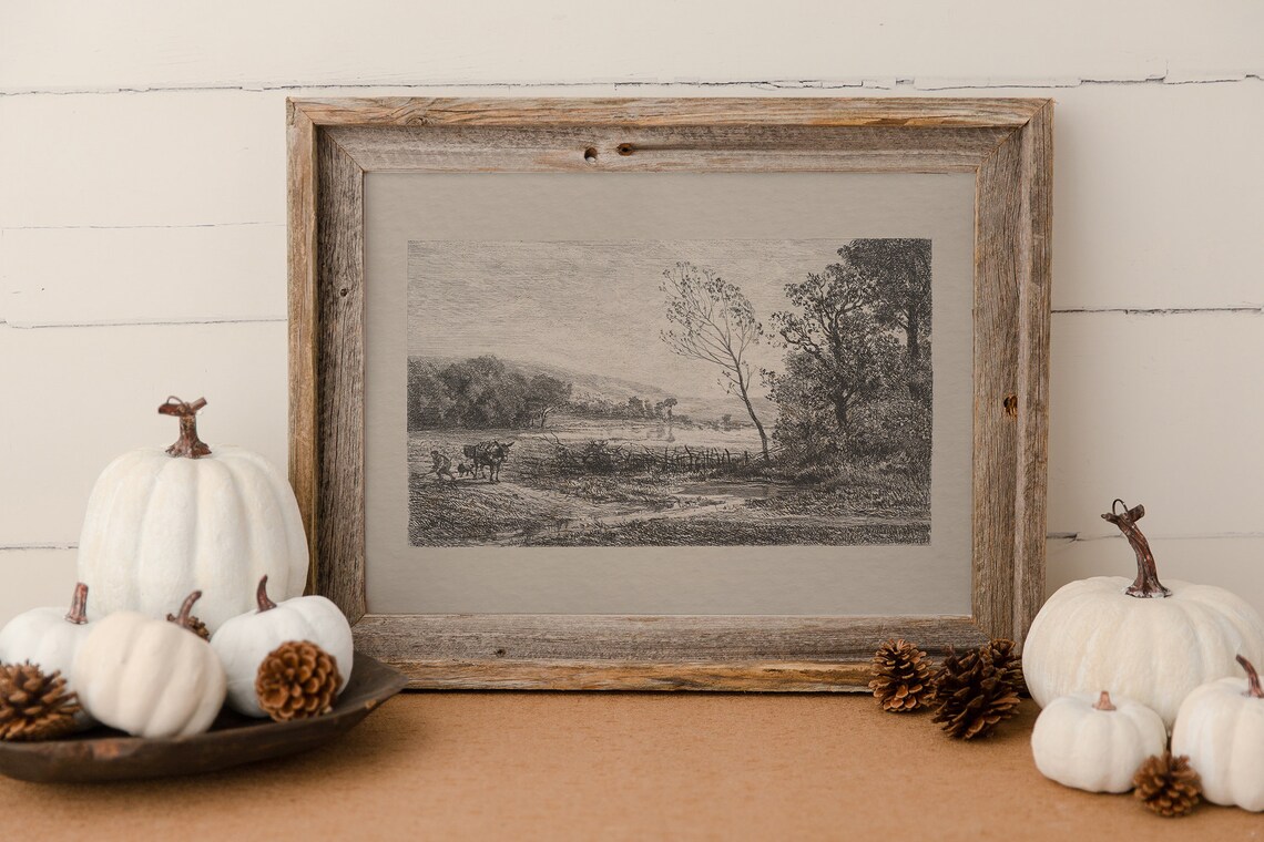 Neutral Landscape Sketch - Vintage Farmhouse - Image 2