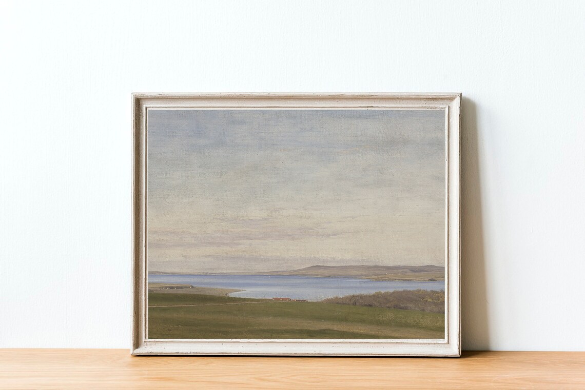 Coastal Farmhouse Vintage Seaside Painting, Art Print - Image 3