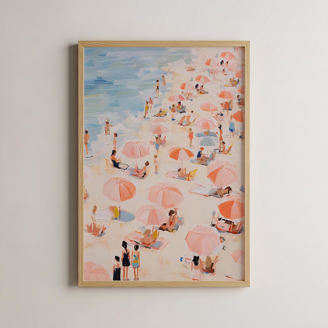 Coastal Retro Beach Painting, Vintage Art Print