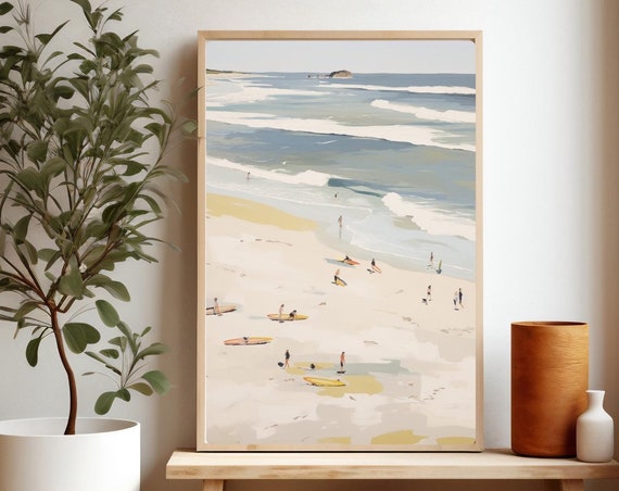 Australian Beach Art Print, Sydney Surfers Coastal Scene