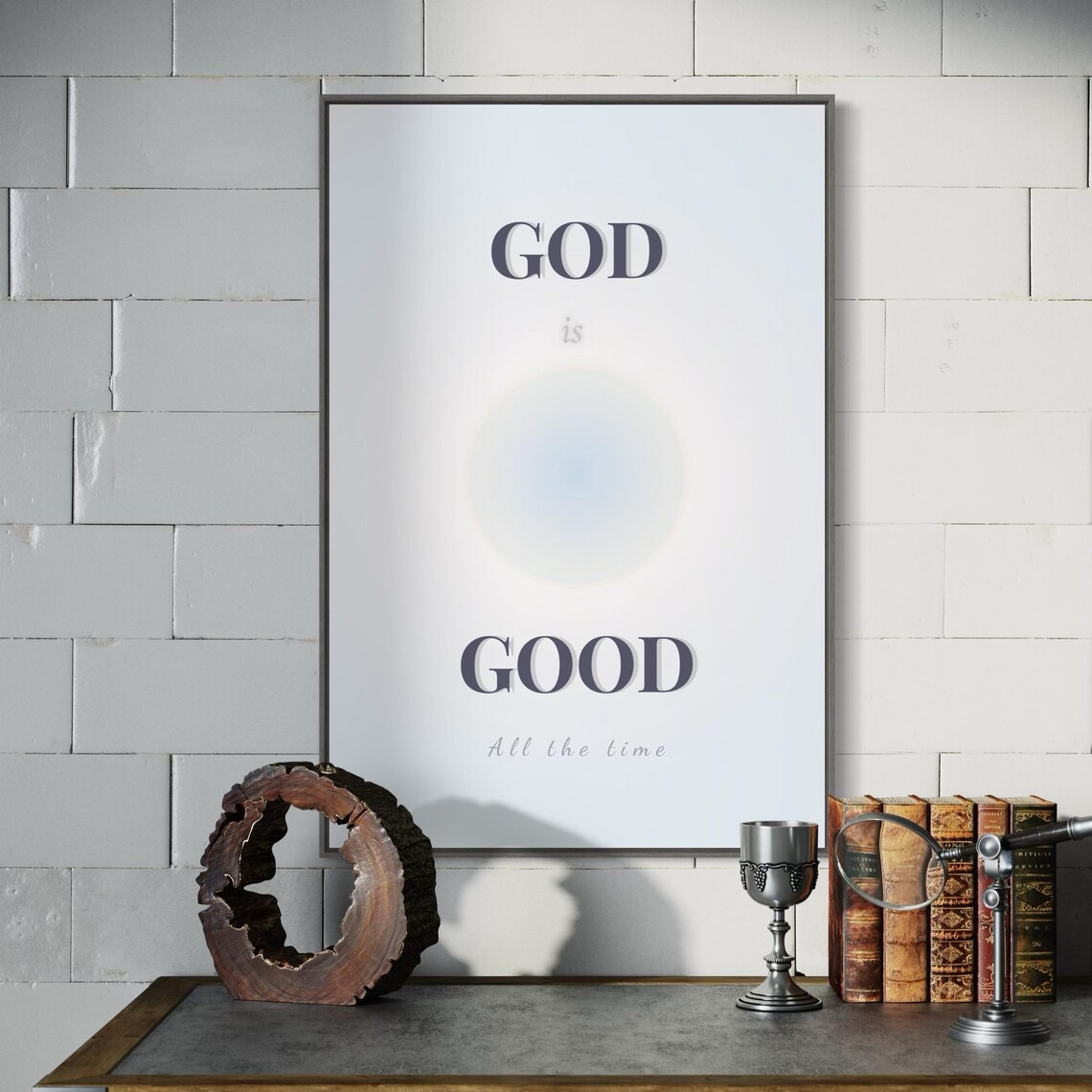 God Is Good All the Time Minimal Blue Aura Christian Affirmation Poster - Image 5